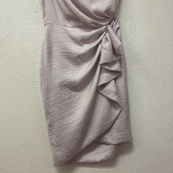 All Saints Lexi Dress One Shoulder Womens Asymmetric Hem Wrap Satin Pink US 4 - Picture 4 of 7